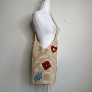 The Sak Patchwork Crochet Hobo Boho Cross Body Tote Bag Purse Artsy Beach Travel